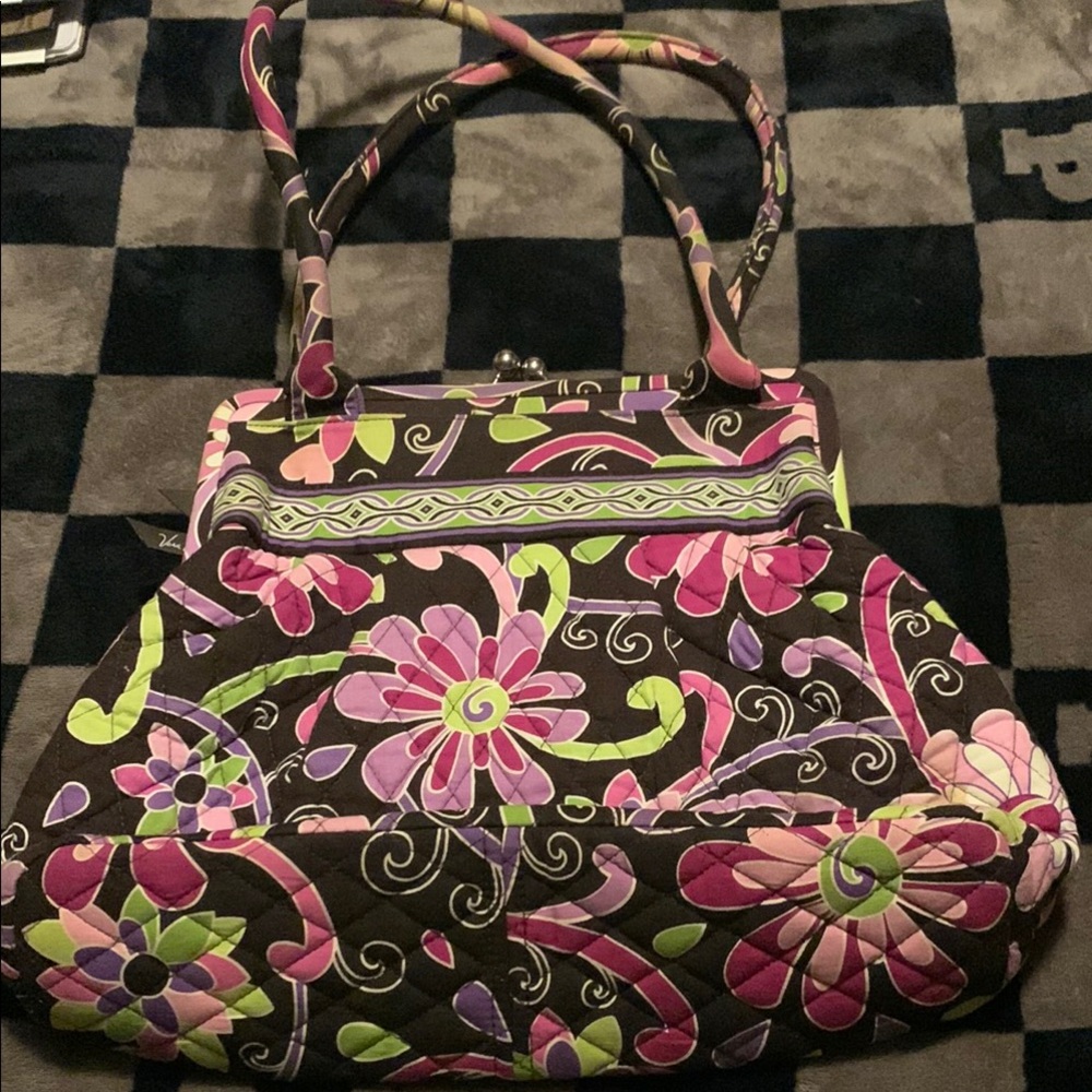 Vera Bradley Pink and Purple Shoulder Bag with Floral Design